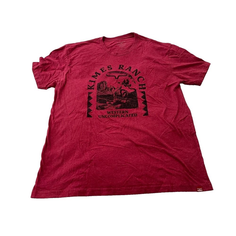 Kimes Ranch T Shirt Mens Large Red Double Sided Rodeo Cowboy Polycotton Tee L